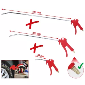 tryckluft-blåsmunstycke. 3-delar. 95-510mm