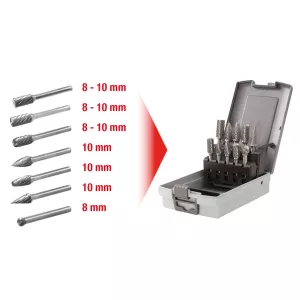 HM frässtiftsats i stålplåtkassett 10-delar