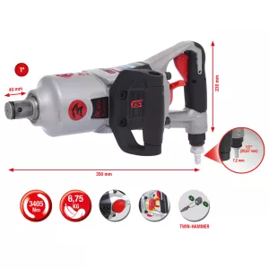 1" superMONSTER högpresterande tryckluft-mutterdragare 3405Nm