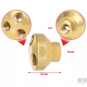 1/4" 3-faldig tryckluftfördelare i mässing. 41mm