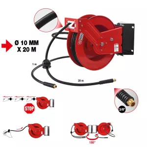 Tryckluft-slangvinda Ø10 mm. anslutning 3/8". 20 m