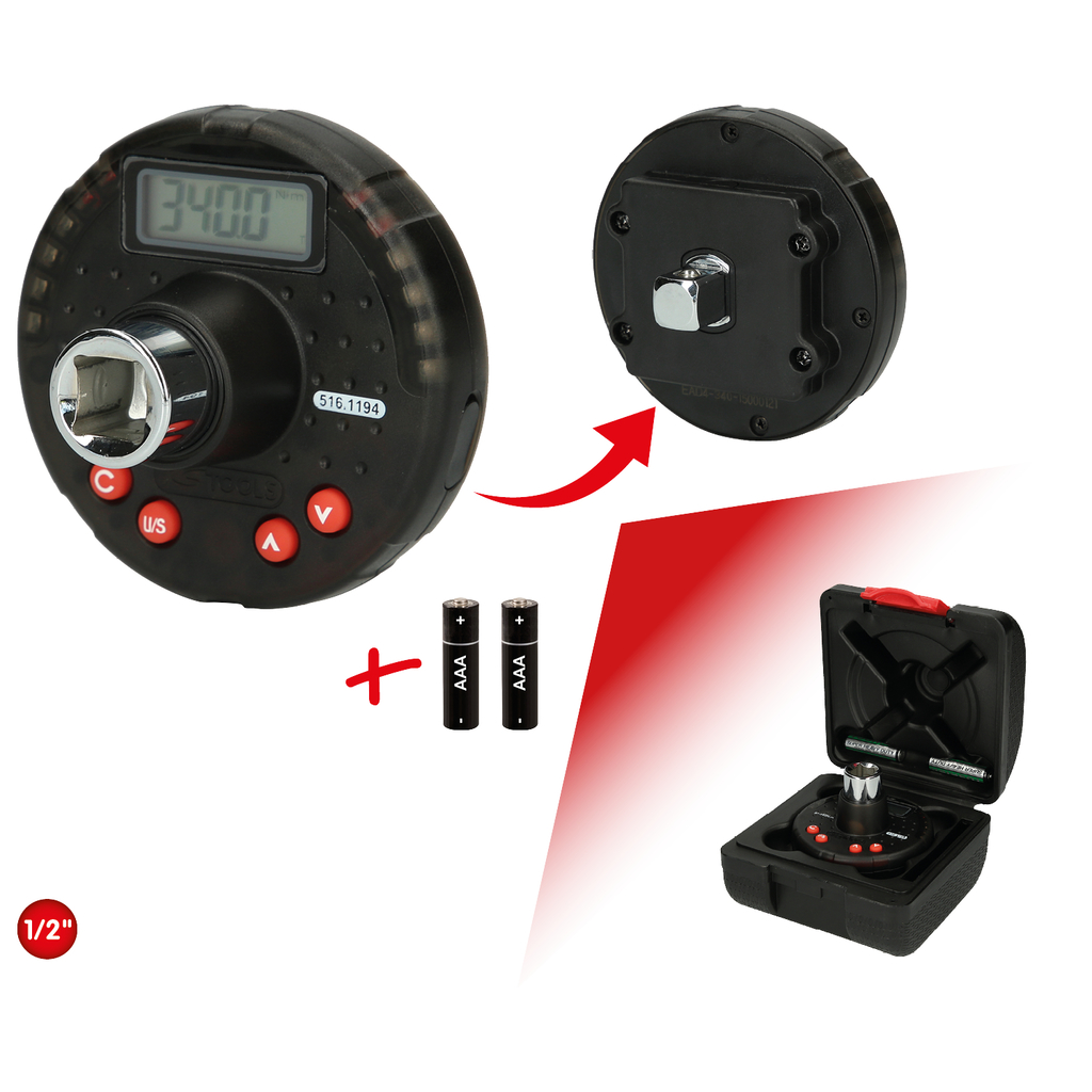 1/2" Digital vridmomentadapter med vinkelmätare. 68-340 Nm