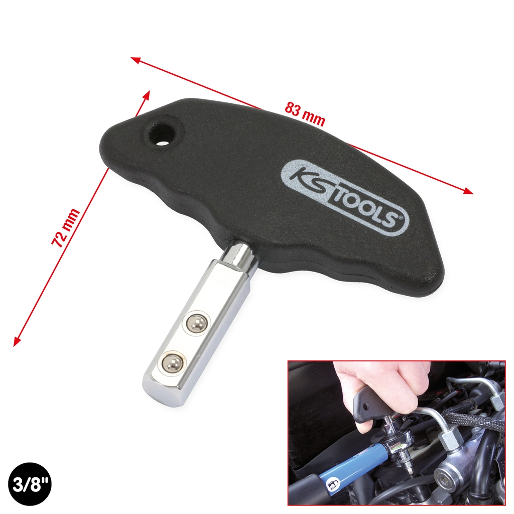 3/8" T-grepp. fyrkantsdrev