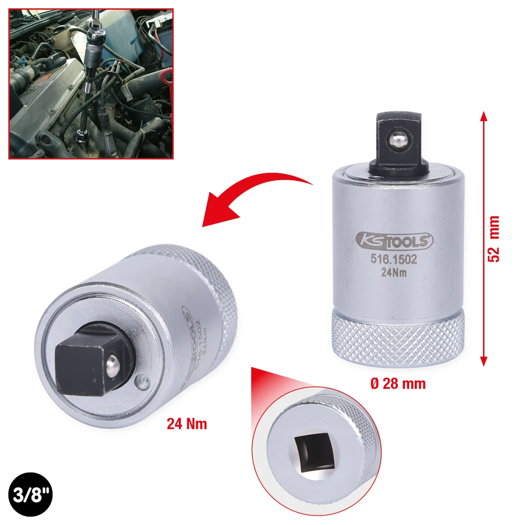 3/8" vridmomentbegränsare för tändstift. 24Nm