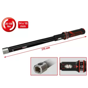 14x18mm ERGOTORQUE®precisions insticks-vridmomentnyckel. 20-100Nm