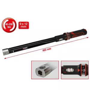 9x12mm ERGOTORQUE®precisions insticks-vridmomentnyckel. 40-200Nm