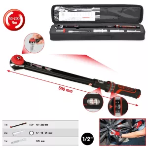 1/2"ERGOTORQUEprecision vridmomentnyckel-sats. 40-200Nm. 5-delar