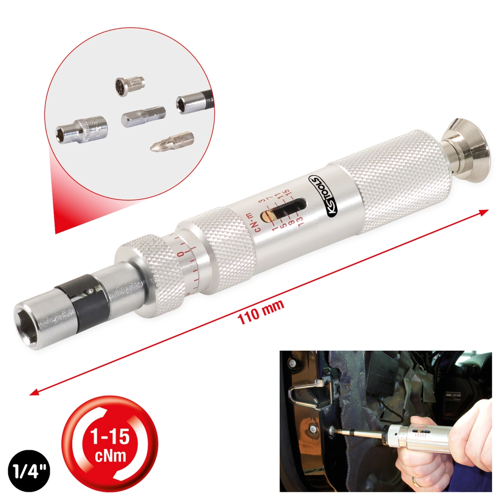 1/4" ESD mikrometerskala för vridmomentskruvmejsel. 2-30cNm