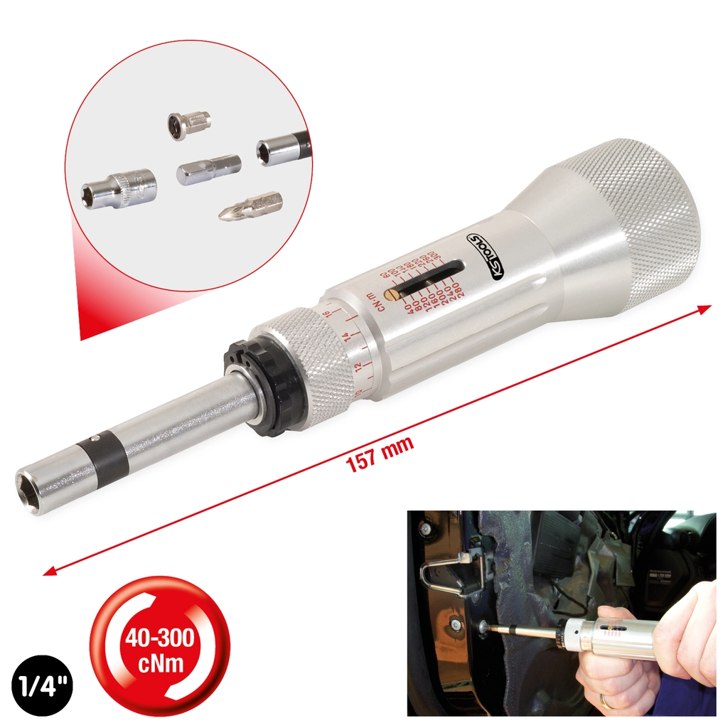 1/4" ESD mikrometerskala för vridmomentskruvmejsel. 40-300cNm