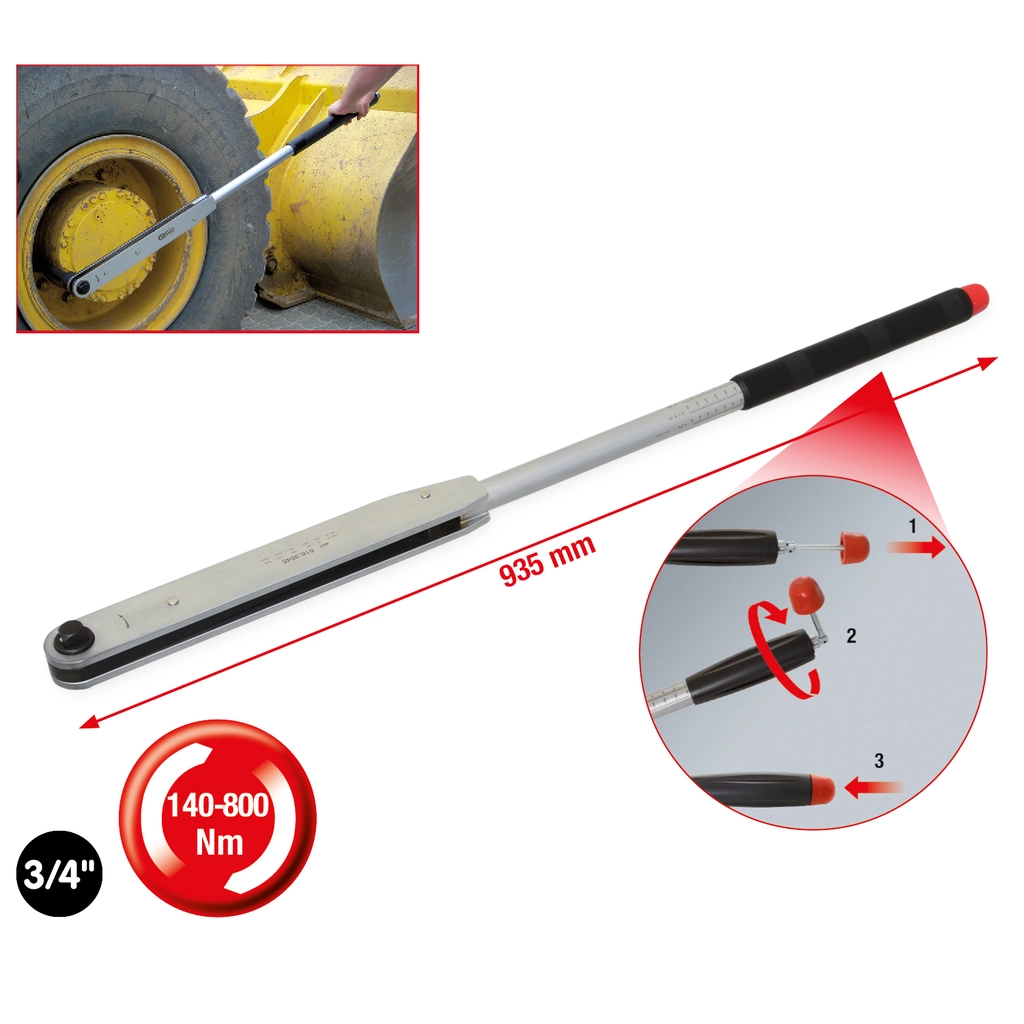 3/4" kortväg vridmomentnyckel. 140-800Nm