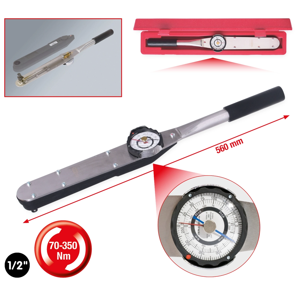 1/2" kontroll vridmomentnyckel. 70-350Nm