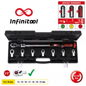 14x18mm INFINITOOL instick-vridmomentnyckel-sats. 20-200Nm. 9-delar