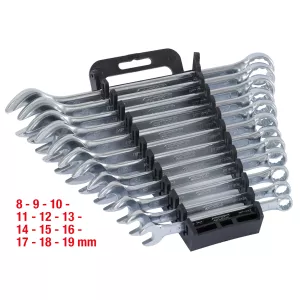 U-ringnyckelsats. vinklad. 12-delar 8-19mm