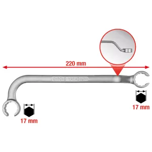Dubbel ringnyckel för insprutningsledningar. 17 x 17 mm