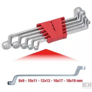 Dubbel-ringnyckel-sats. vinklad. 5-delar 8-19mm
