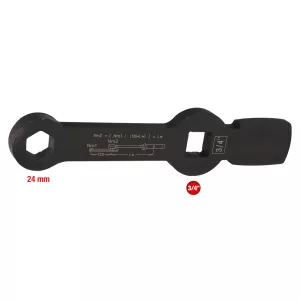 3/4" slagsexkantsnyckel med 2 slagytor. 24 mm