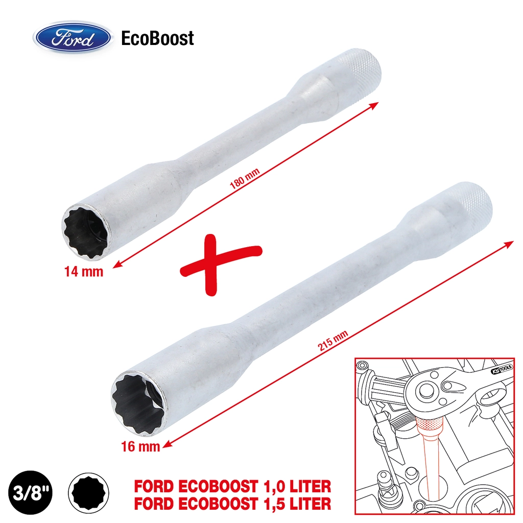 3/8" tändstiftshylssats för EcoBoost-motorer. 2 delar