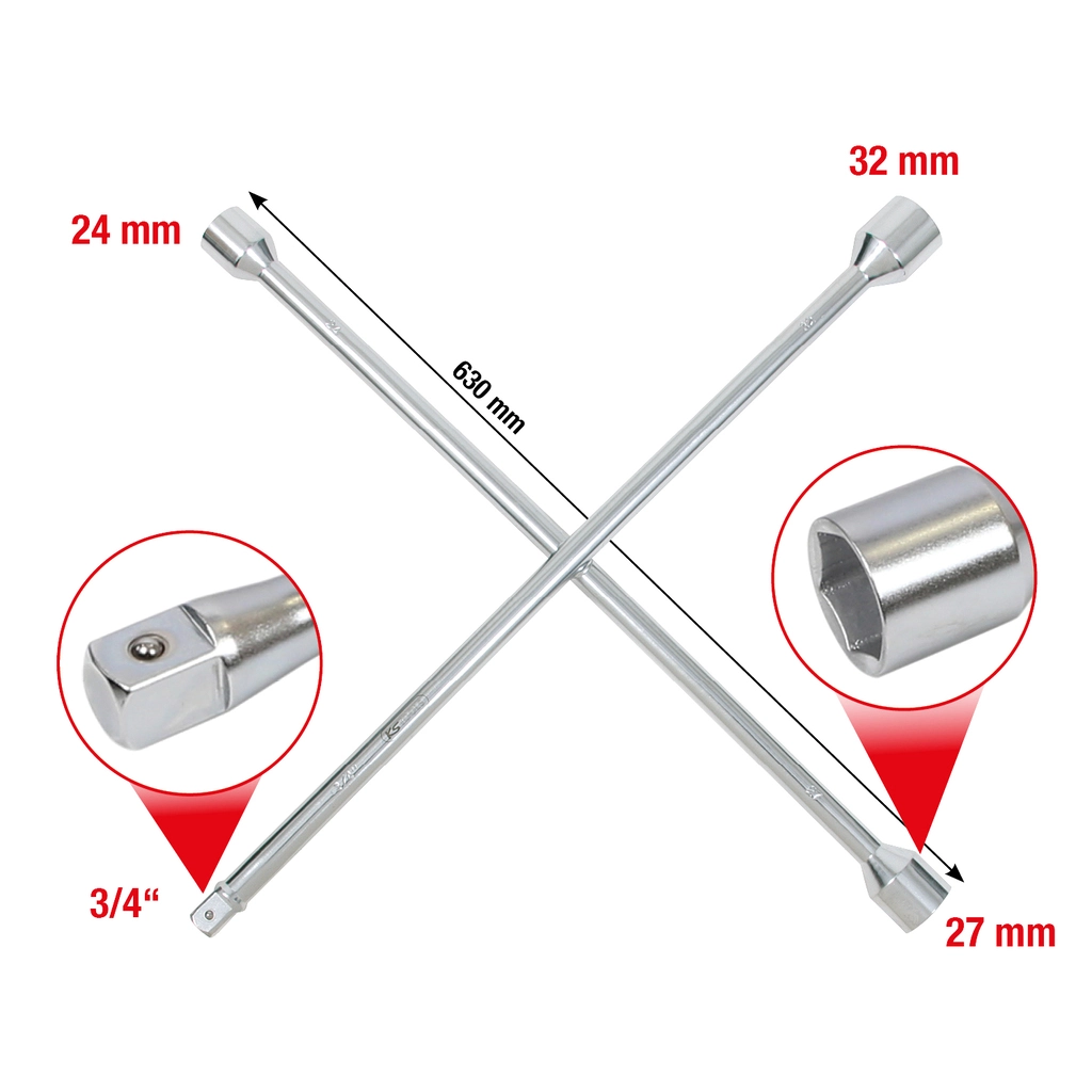 Fälgkors för lastbilar 3/4"x24x27x32mm