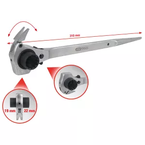 4 i 1 ställningsbyggnyckel. 19x22 mm