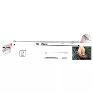 2 i 1 teleskopmagnethållare med rengörings- och inställningsverktyg för tvättmunstycken. 150-675 mm