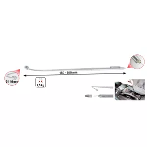 2 i 1 teleskopmagnethållare med rengörings- och inställningsverktyg för tvättmunstycken. 150-590 mm