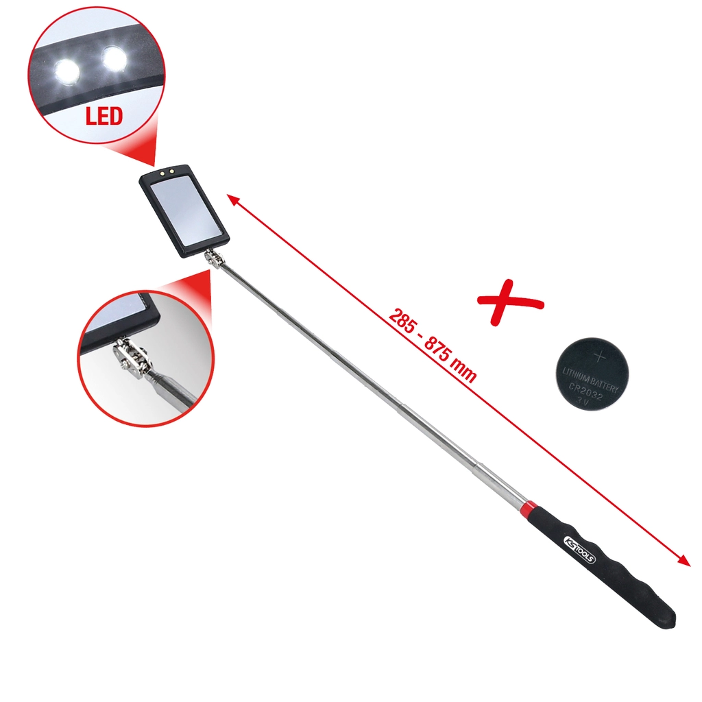 Flexibel inspektionsspegel med belysning