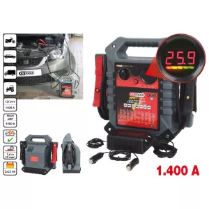 12 V + 24 V batteri-booster. mobil starthjälp 1400 A