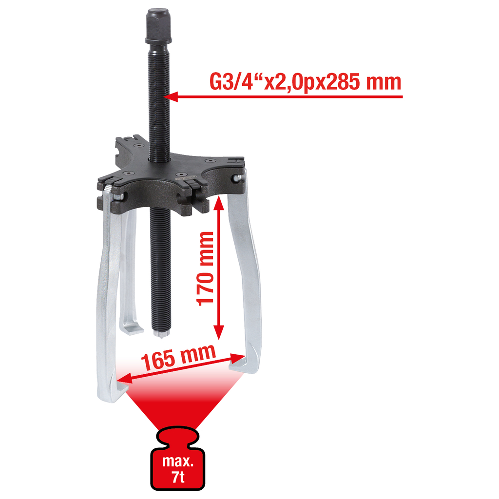 Universal avdragare 2+3 armar. 165 mm. strl.3. 7t
