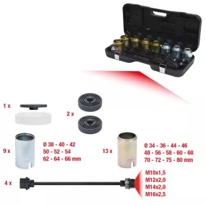 Tryck- och draghylsa-sats. 37-delar