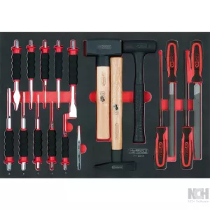 SCS filar-. mejsel- och hammare-sats. 18-delar. 1/1 systeminlägg