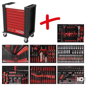 Performanceplus verkstadsvagn-sats P10 med 403 verktyg för 7 utdragslådor