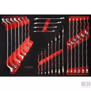 ringnyckel-sats i skuminsats. 31 delar. tum