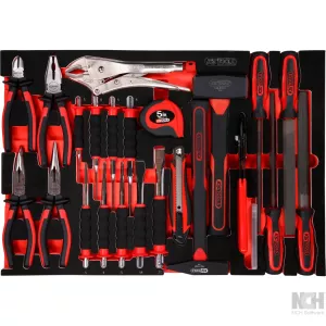 Tång-/hammare-/och mejsel-sats i skuminsats. 33 delar