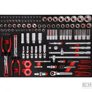 SCS 1/4"+3/8"+1/2" hylsnyckel-sats. 111-delar i 1/1 systeminlägg