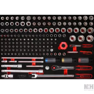 1/ 4"+ 1/2" hylsnyckel-sats i skuminsats. 167 delar