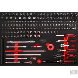 1/4" hylsnyckelsats i skuminsats. 169 delar