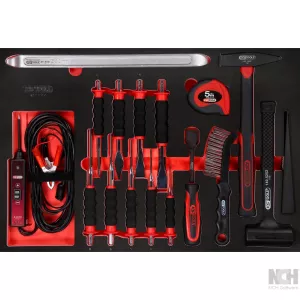 Hammare-/ och mejsel-sats i skuminsats. 17 delar