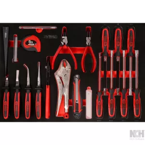 skruvmejsel- och tång-sats i skuminsats. 32 delar