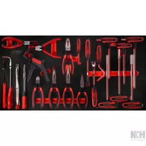 T-handtag- och tång-sats i skuminsats. 24 delar