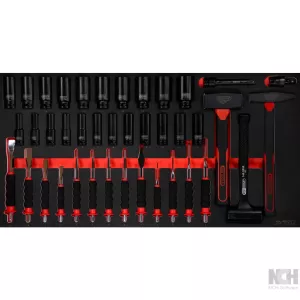 SCS 1/2" Krafthylsor- och hammar-sats. 40-delar i 1.1/3 systeminlägg