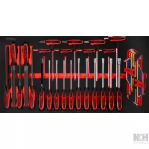 SCS filar- och vinkelstiftnyckel-sats. 42-delar i 1.1/3 systeminlägg