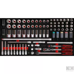 1/2" hylsnyckelsats i skuminsats. 85 delar