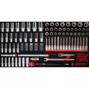 SCS 1/2" insticksnyckel-sats. 86-delar. i 1.1/3 systeminlägg