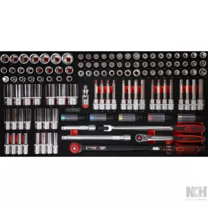 1/2" hylsnyckelsats i skuminsats. 120 delar