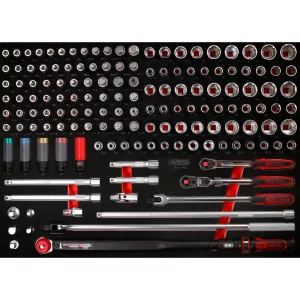 1/2" hylsnyckelsats i skuminsats. 149 delar