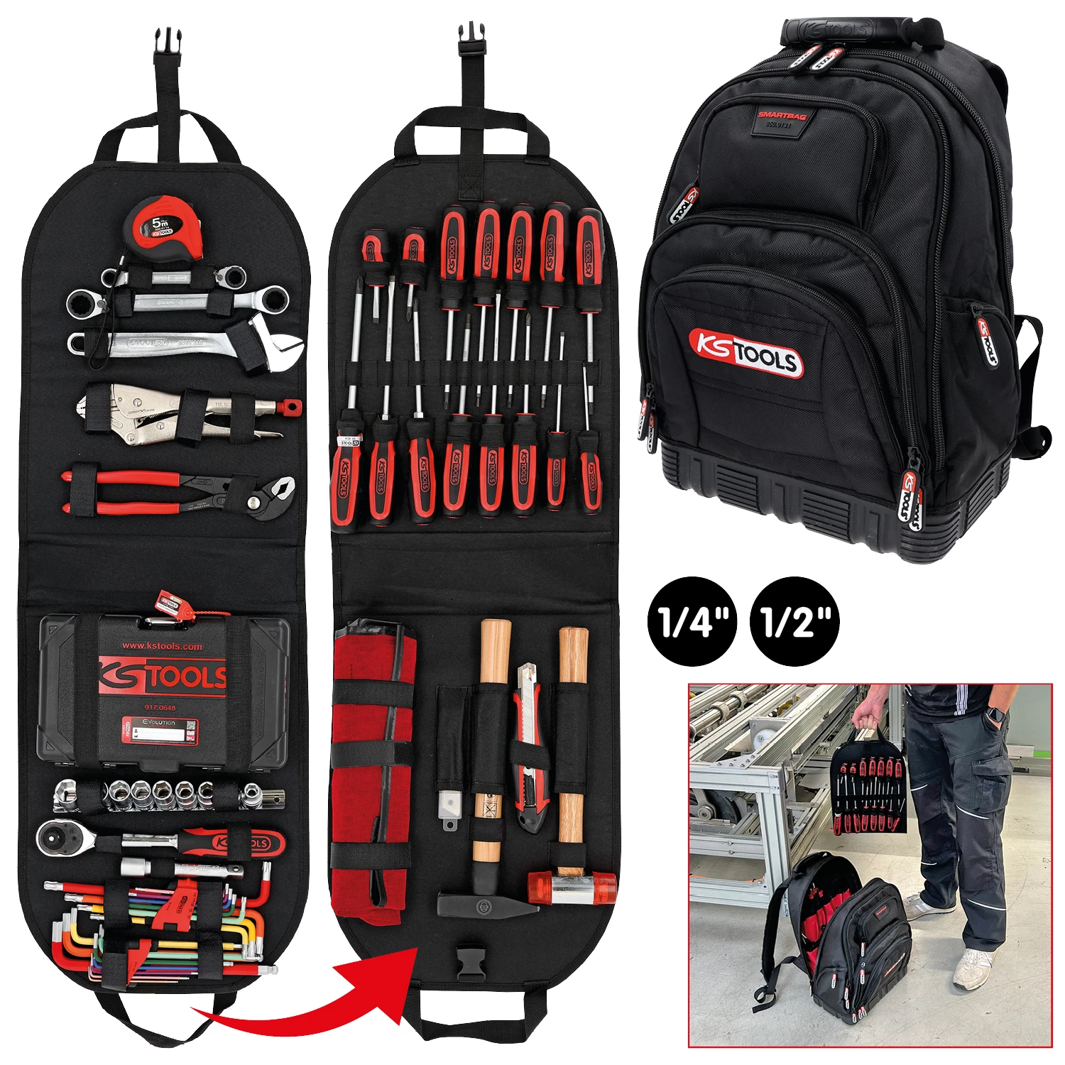 Universal-verktygsryggsäck. 328 delar