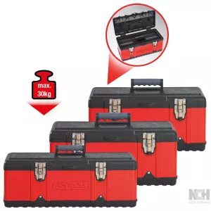 Plast-stålplåt-verktygslåda-sats. 3-delar