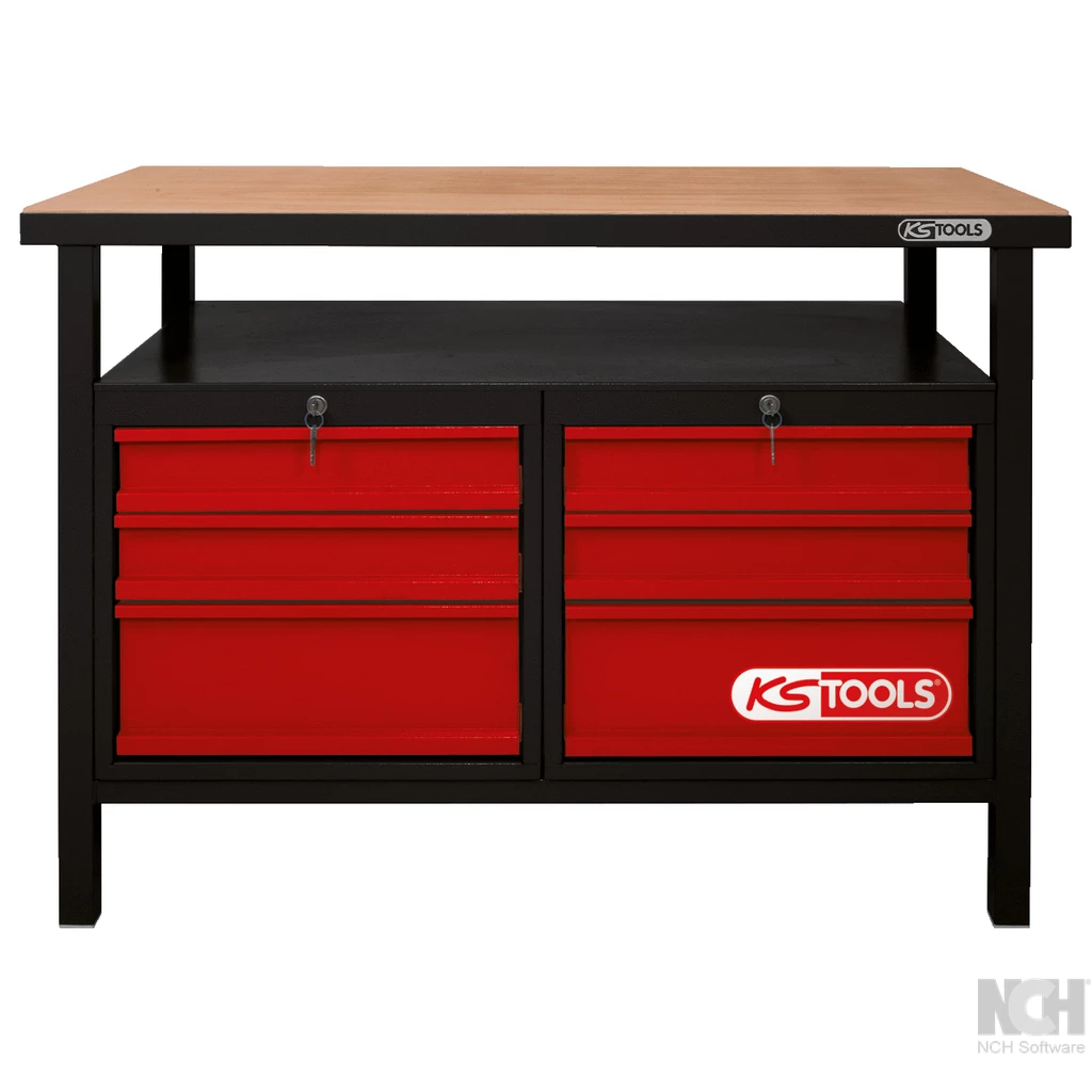 verkstadsbänk med 6 lådor H840xB1200xT600mm