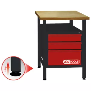 verkstadsbänk med 3 lådor H840xB600xT600mm