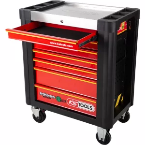PERFORMANCEplus e10 SVART/RÖD verkstadsvagn med 7 lådor